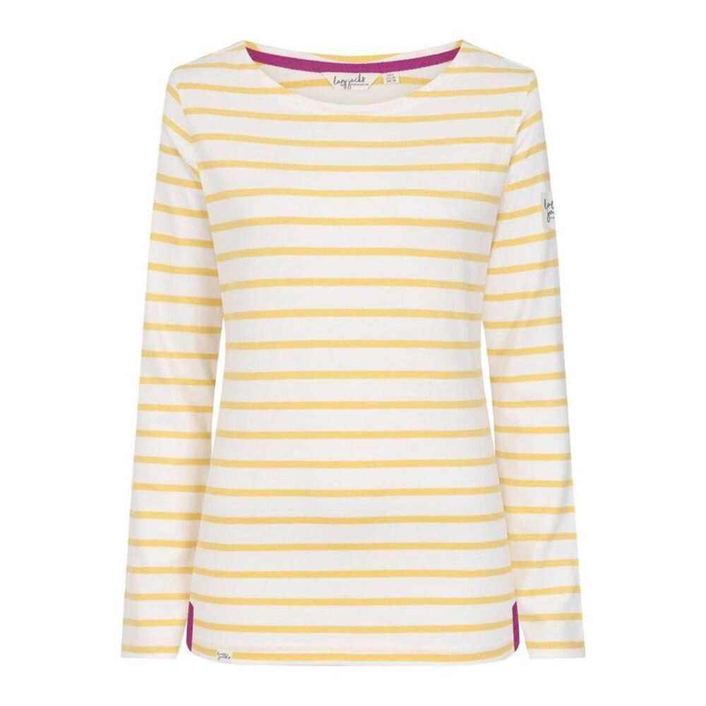 Lazy Jacks Womens/Ladies Breton Contrast Striped Long-Sleeved T-Shirt / Lemon
